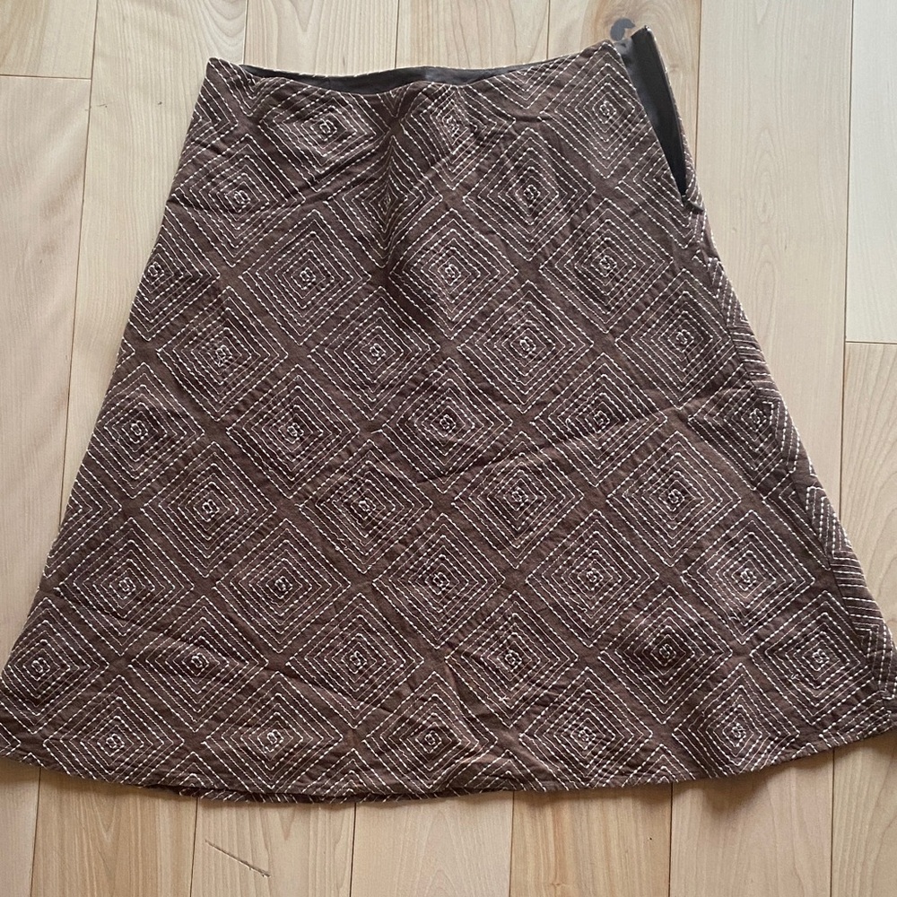 Liz Claiborne Brown Geometric A-Line Skirt